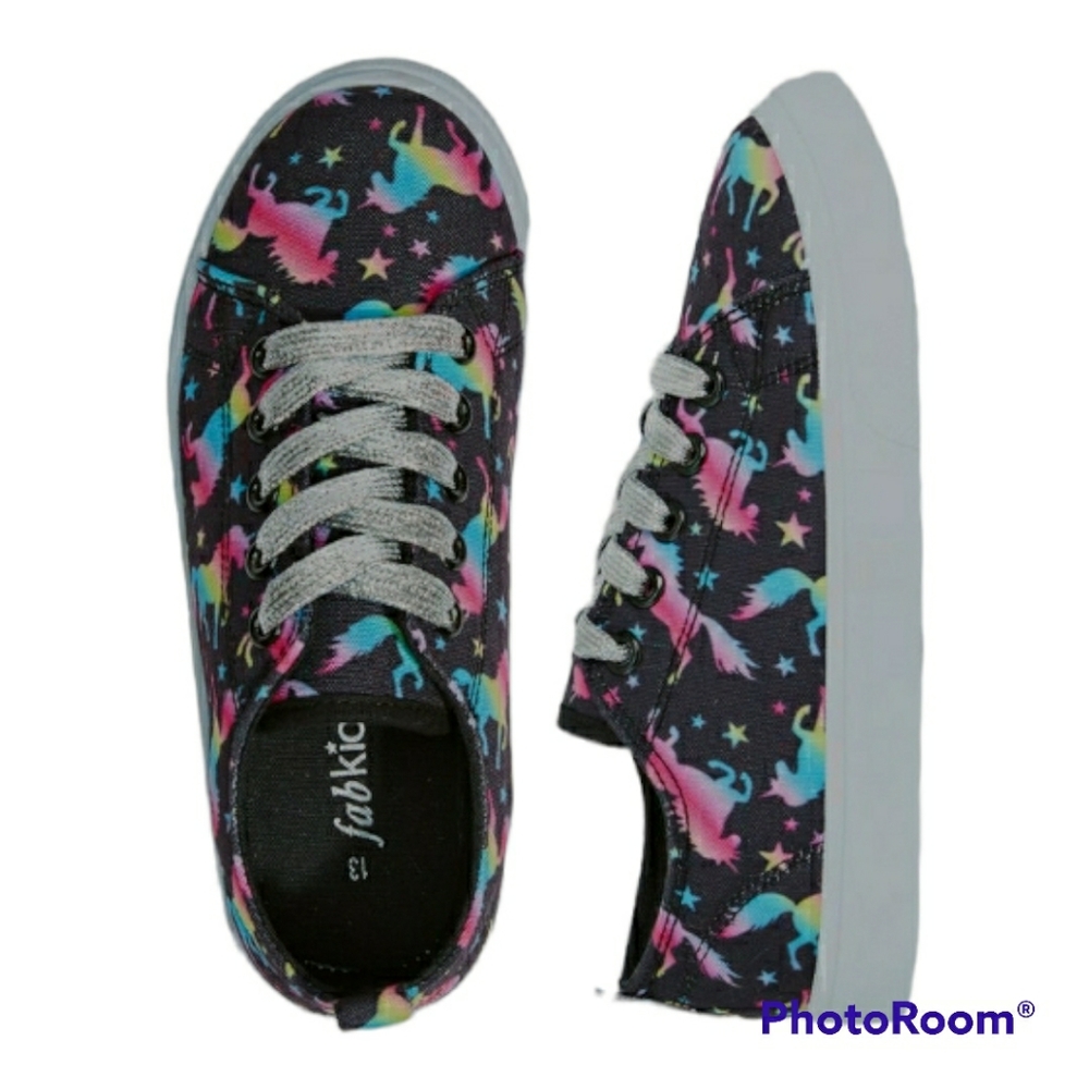 Fab Kids Rainbow Stars Ombre Print Canvas Sneaker